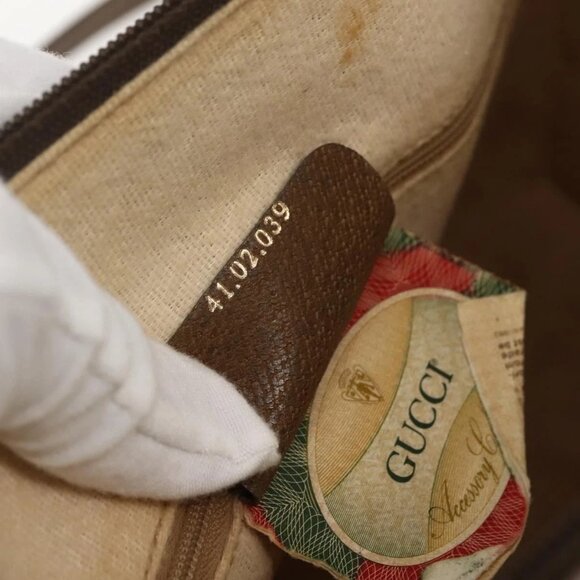 GUCCI GG Supreme Web Sherry Line Bag PVC 2way Beige Gold 41 02 039 Auth 142440 - Picture 10 of 16